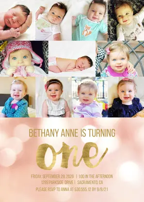 Bokeh 1st Birthday Collage