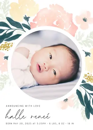 Bold Floral Birth Announcement