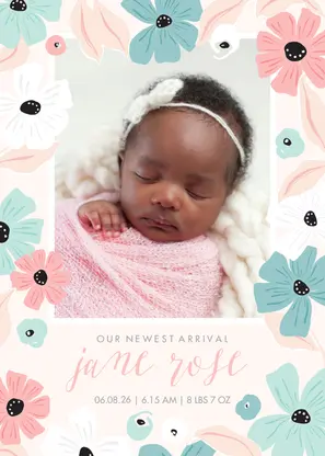 Pastel Floral Baby Announcement by Cathy Nordstrom