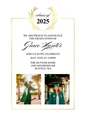 Modern Foliage Graduation Invitation Modern Foliage Graduation Invitation