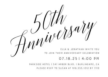 White Elegant Script Anniversary