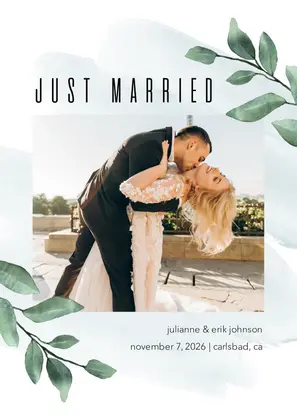 Just Married Foliage Frame