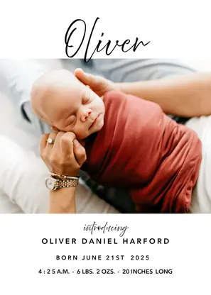 Minimal Type Birth Announcement