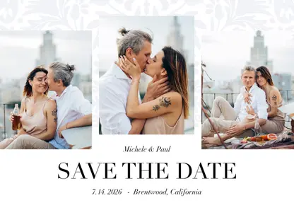 Patterned White on White Save the Date