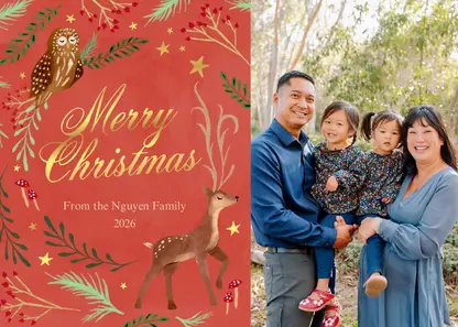 Woodland Christmas Holiday Card by Martha Stewart