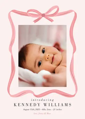 Whimsical Bow Baby Announcement