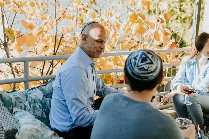 People celebrating Jewish holidays