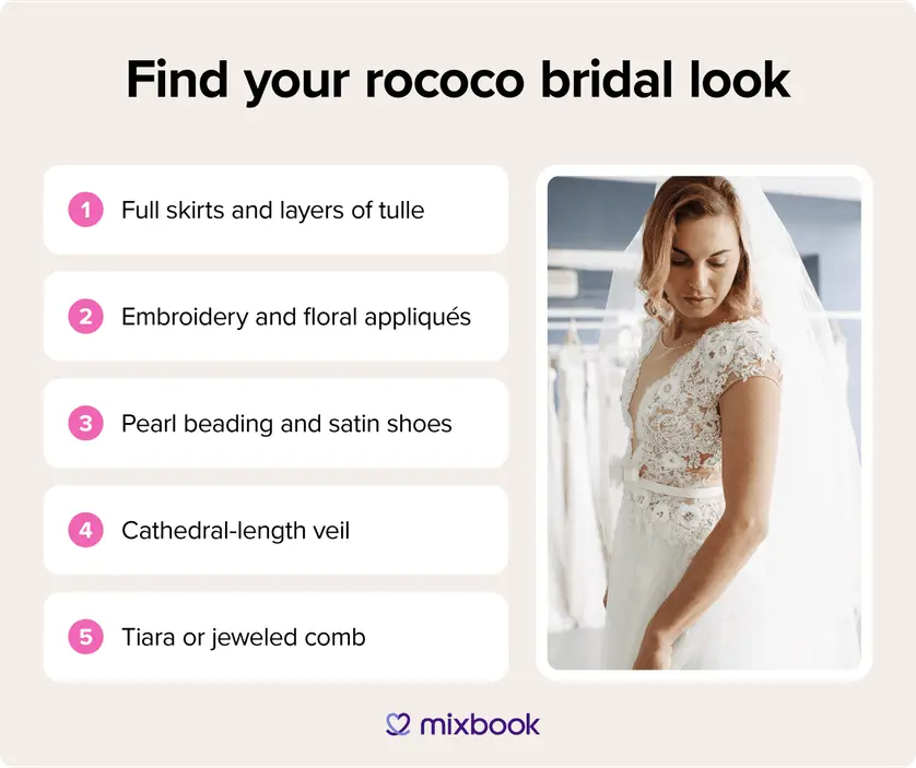 An image showing rococo bridal look options.